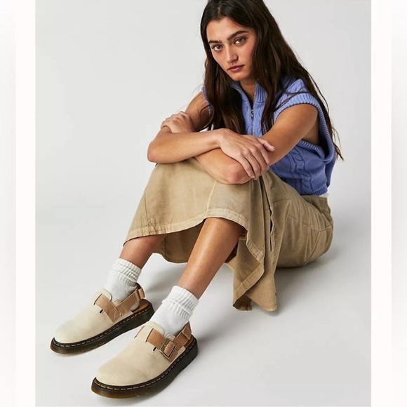 New Dr. Martens Jorge II Slingbacks Mule Sandal Shoes Suede Tan Biege Buckle - Picture 12 of 14